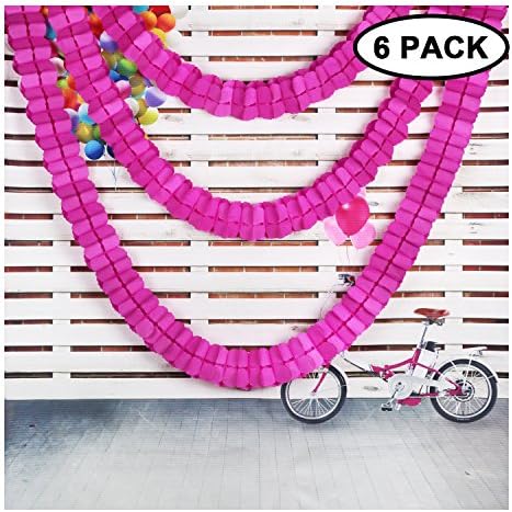 Hanging Garland Four-Leaf Tissue Paper Flower Garland Reusable Party Streamers for Party Wedding Decorations, Pack of 6