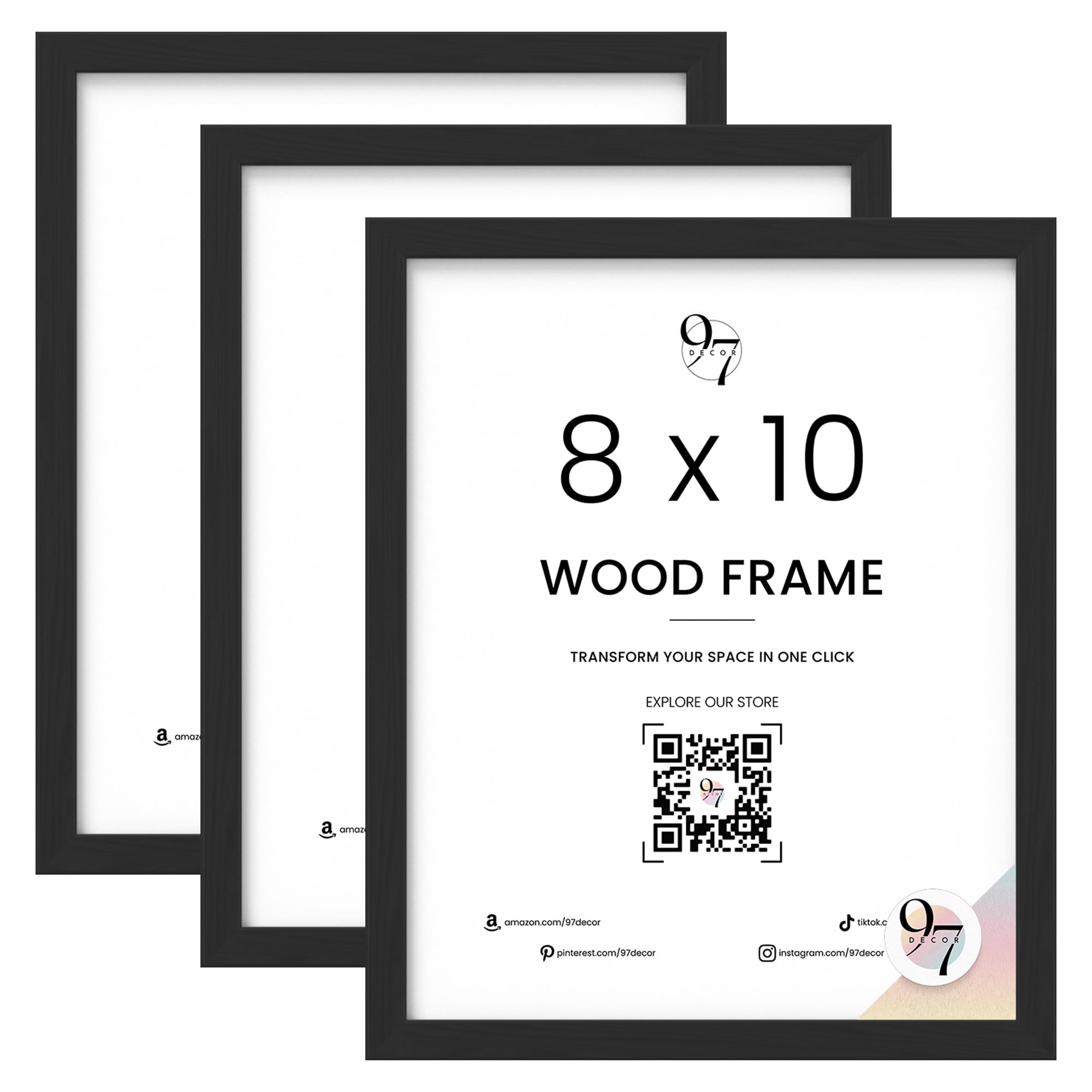 Photo 1 of 97 Decor Black Picture Frames 8x10- Black 8x10 Wood Picture Frame Set, Photo Frame 8x10 With Plexiglass, 8x10 Frames For Pictures Decorative Wall Hanging (3 Pack)