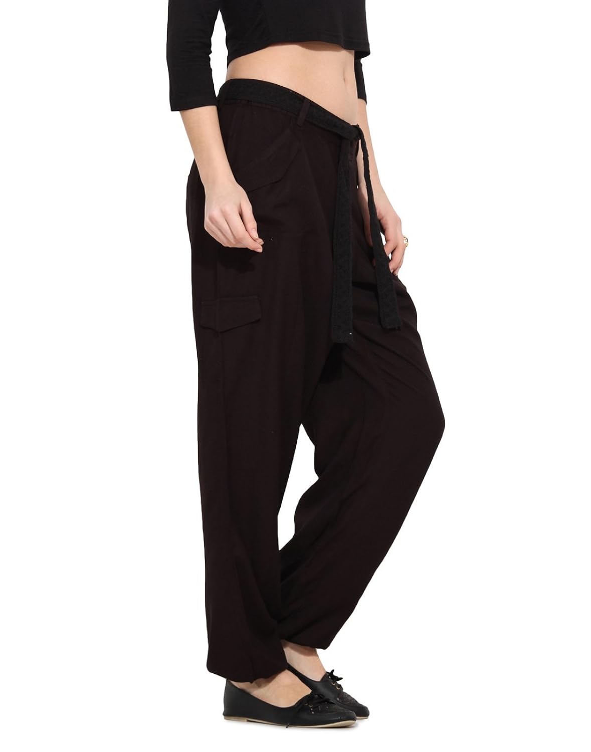 black comfort fit viscose trousser