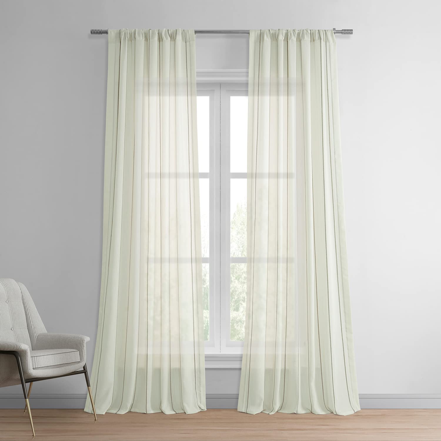 HPD Half Price Drapes SHCH-HC66085-108 Striped Linen Sheer Curtain (1 Panel), 50 X 108, Aruba Gold