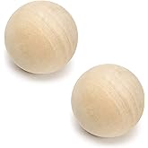 CYS EXCEL 3.5" Decorative Wood Ball (2 PCS) | Natural Round Unfinished Wood Sphere | DIY Arts & Crafts Wooden Balls