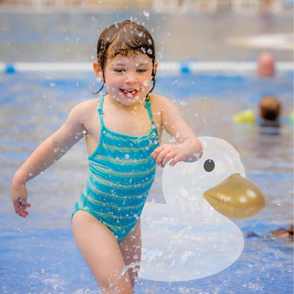 CYSJ Duck swim ring Inflatable Duck Pool Float with Glitters Inflatable Lounge Raft Tube Swim Ring Outdoor Inflatable Swim Ring Water Fun Summer Transparent duck Beach Toy - Image 4