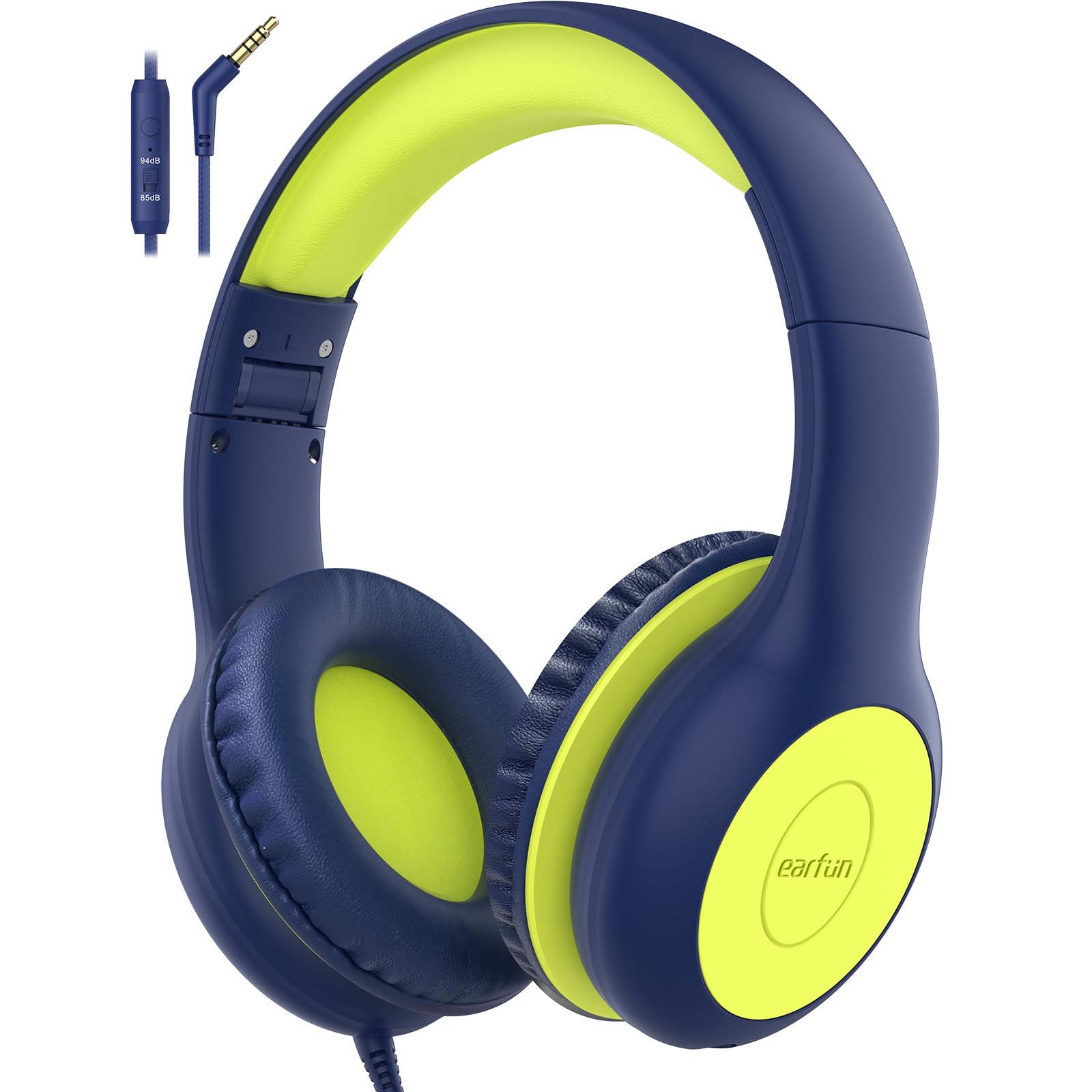 Photo 1 of EarFun Kids Headphones Wired with Microphone, 85/94dB Volume Limit Headphones for Kids, Portable Wired Headphone with Shareport, Stereo Sound Foldable Headset for School/Tablet/iPad, Blue Lemon