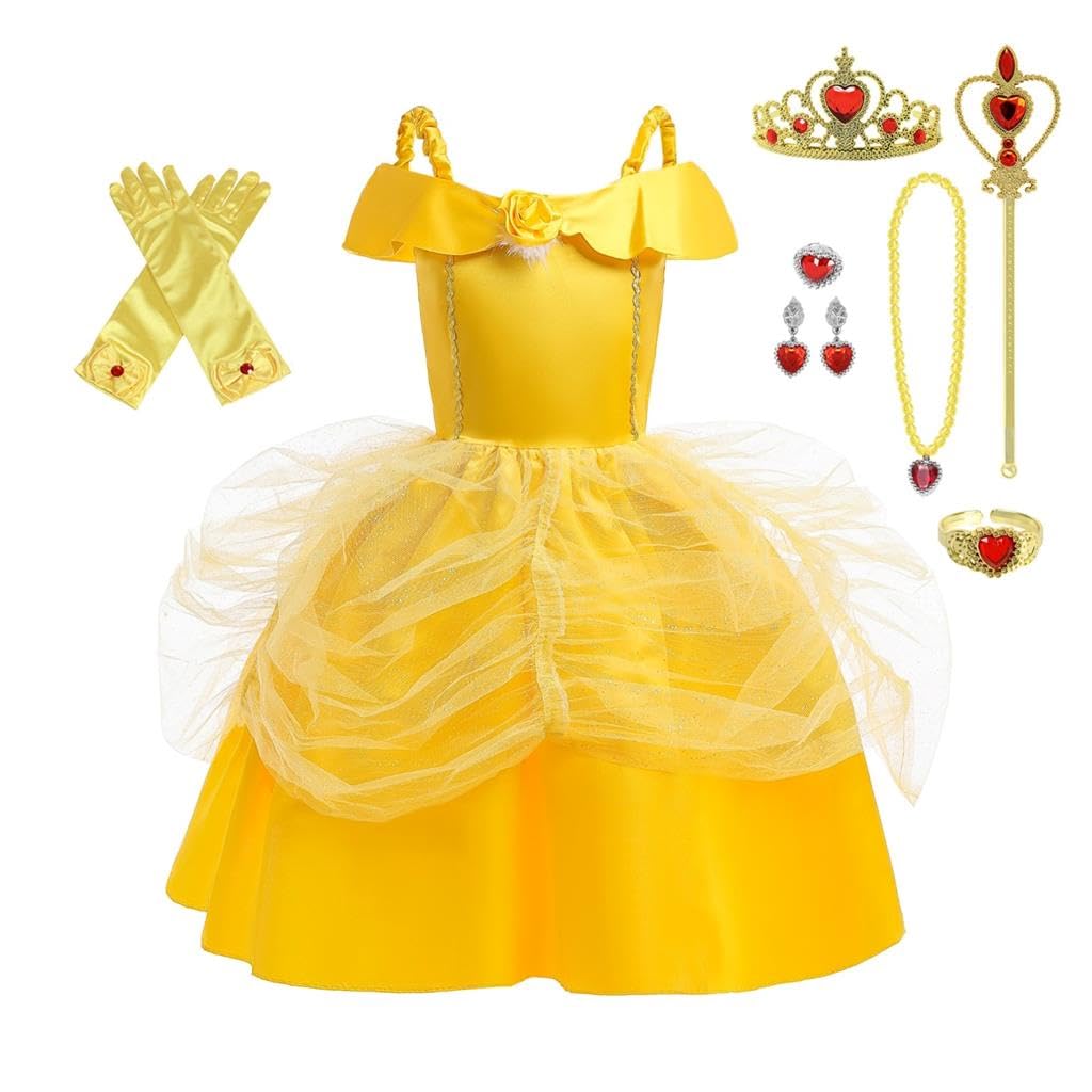 Lito Angels Princess Belle Costume Party Fancy Dress Up with Accessories for Girls Kids Age 2-3 Years, Style A