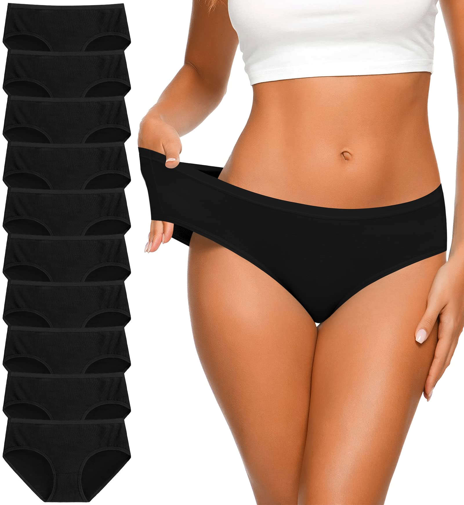 Photo 1 of Eiggam Bikini Underwear for Women Seamless Low Waist Cotton Panties High-Cut Underwear Woman Packs(size L)