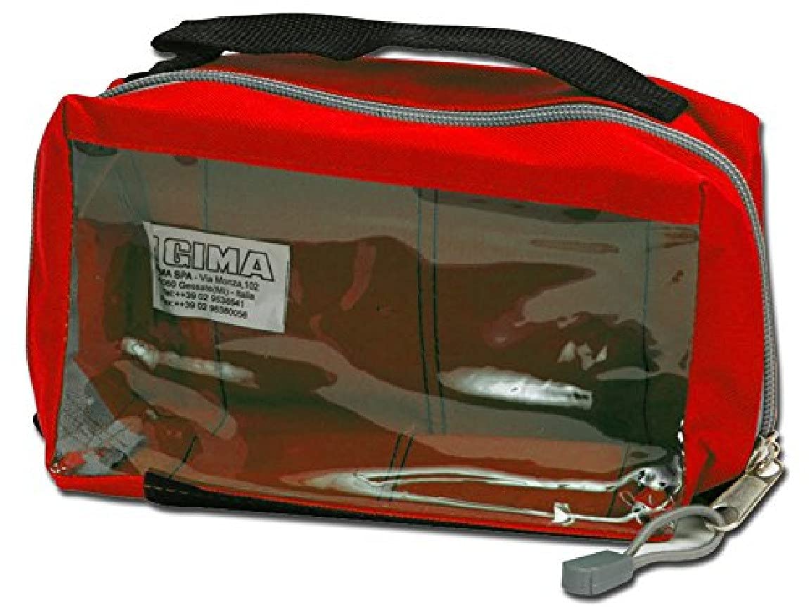 GIMA 27180 E1 Squared Pouch with Window and Handle, Red