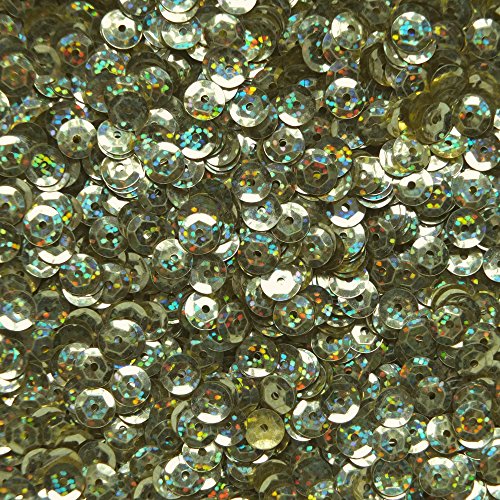6mm CUP SEQUINS Facet PAILLETTES ~ Gold Hologram Glitter Reflective ~ Made in USA Loose for embroidery, arts, crafts, bridal wear, embellishment