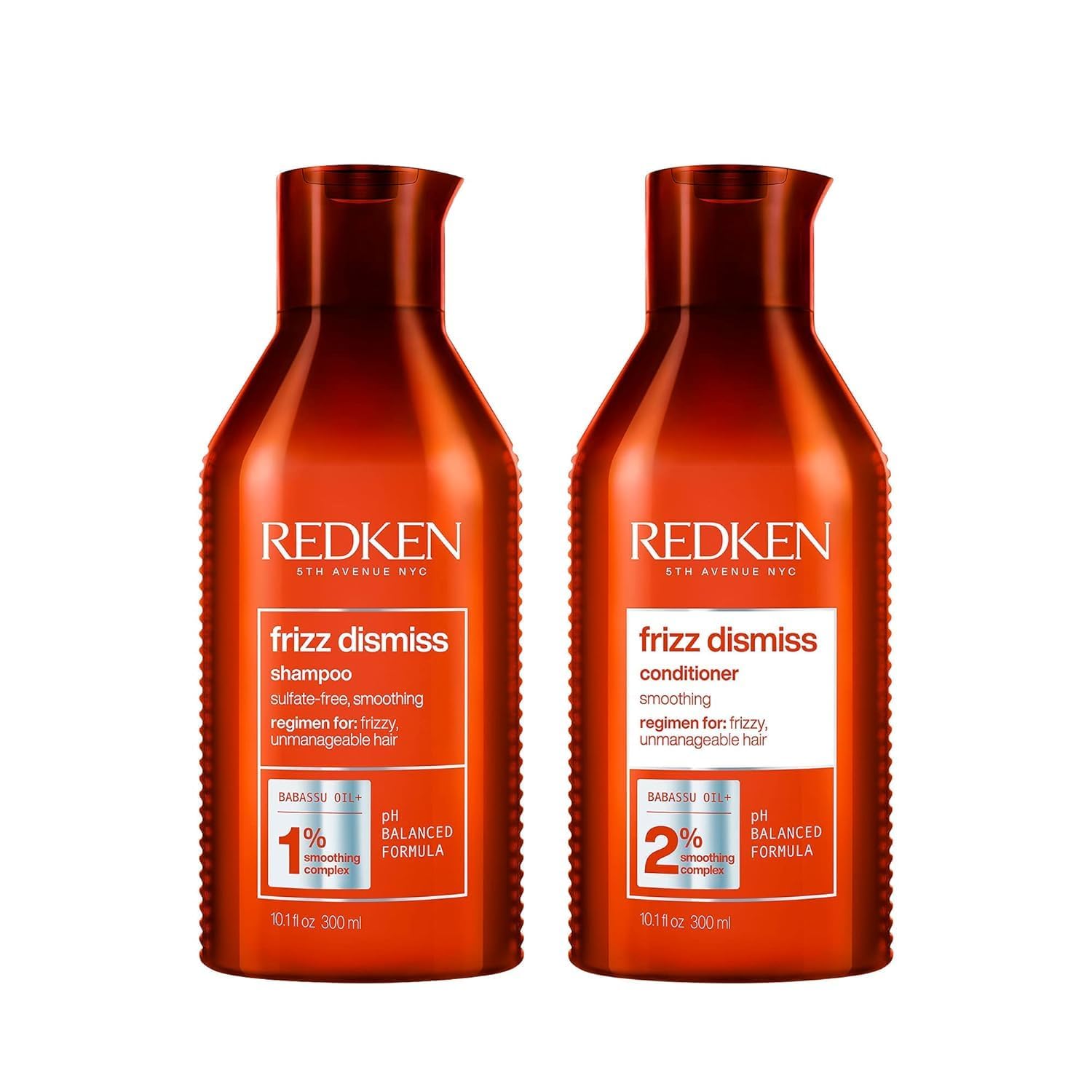 Redken Frizz Dismiss Shampoo & Conditioner Set For Frizzy Hair - Smooths Hair and Manages Frizz, Sulfate-Free, 10.1 Fl. Oz (Pack of 2) Image