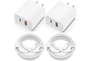 YYDBS iPhone Charger Fast Charging, 2Pack 20W Dual Port Wall Charger Block with MFi Certified USB C to Lightning Cables (6FT+10FT) PD3.0/QC3.0 Adapter for iPhone 14-11 Series, iPad, AirPods Pro