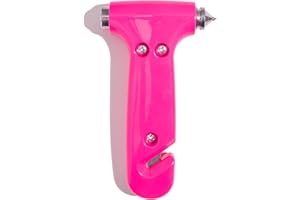 SUPER-CUTE PEPPER SPRAY Super-Cute Safety Hammer - Emergency Automotive Escape Hammer Tool, Seat Belt Cutter & Car Window Break Tool - Pink, 1 Count