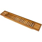 VaeFae Non-Expandable Teak Bathtub Tray, 33.86" x 5.98" x 1.77" | Bath Tub Wood Table for Tub, Wood Bath Table for Reading, Wine, Spa Gift for Women, Wooden Bathroom tray