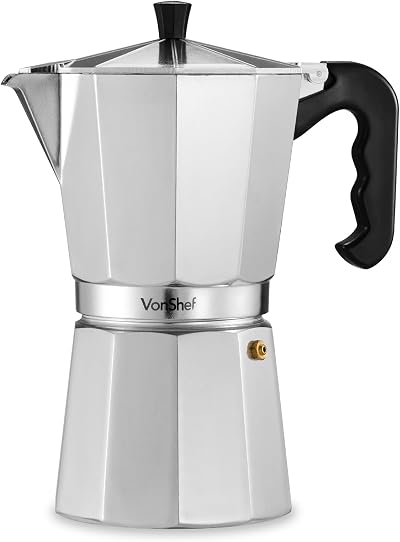 VonShef Stovetop Coffee Maker 12 Cup Aluminium Moka Pot 600ml