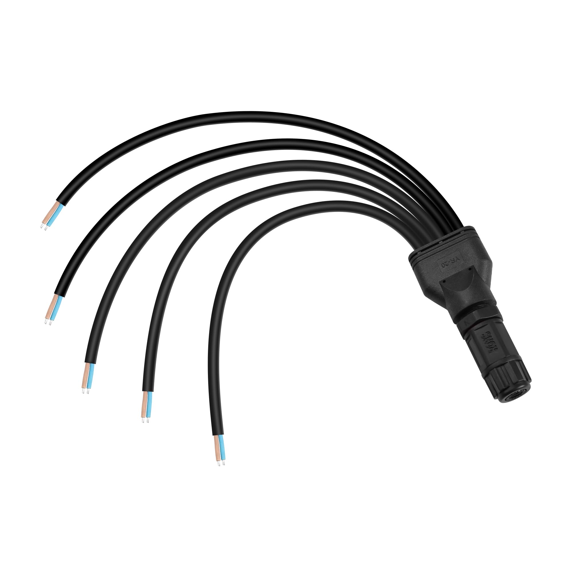 PNGKNYOCN M19 Waterproof Connector Y Splitter 5 Way Pigtail Cable IP67 Outdoor Electrical Splitter for 2-Pin Cable Billboards, Tunnel Lights, and Road Landscape Lights