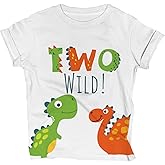 Lalo & Luna Two Wild Safari-Dinosaur Birthday T-Shirt for 2 Year-Old Kids Jungle Zoo Outfit