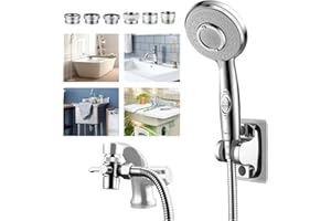 KLLEYNA Shower Head Hose Attachment for Sink/Tub Faucet - ON/OFF Jets Sprayer for Dog Wash/Bathtub Cleaning/Baby Bath/Hair Rinse, Tap Extender Water Nozzle for Bathroom Kitchen Utility Garden Basement