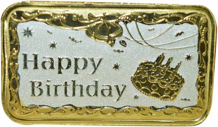Kataria Jewellers Happy Birthday 10 Grams Silver Bar Coin in 999 Purity Hallmarked Silver in Rhodium Polish