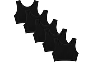 Donella Girls Training Bras - Soft Cotton Kids Sports Bra, 5 Pack Crop Tops