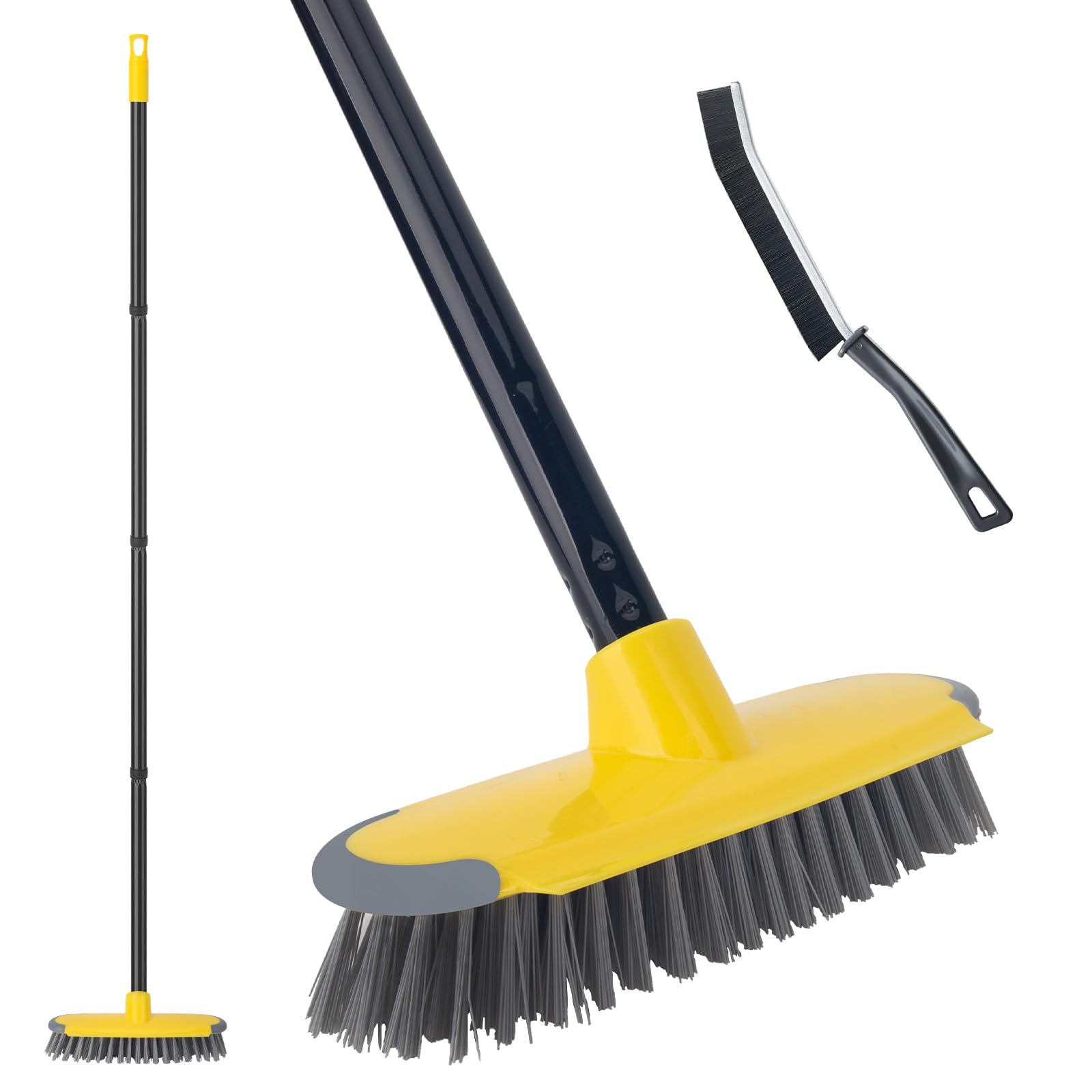 Photo 1 of Deck Brush with Long Handle, Floor Scrub Broom for Shower, 50'' Outdoor Scrubber for Carpet, Boat, Patio, Garage, Concrete Cleaning