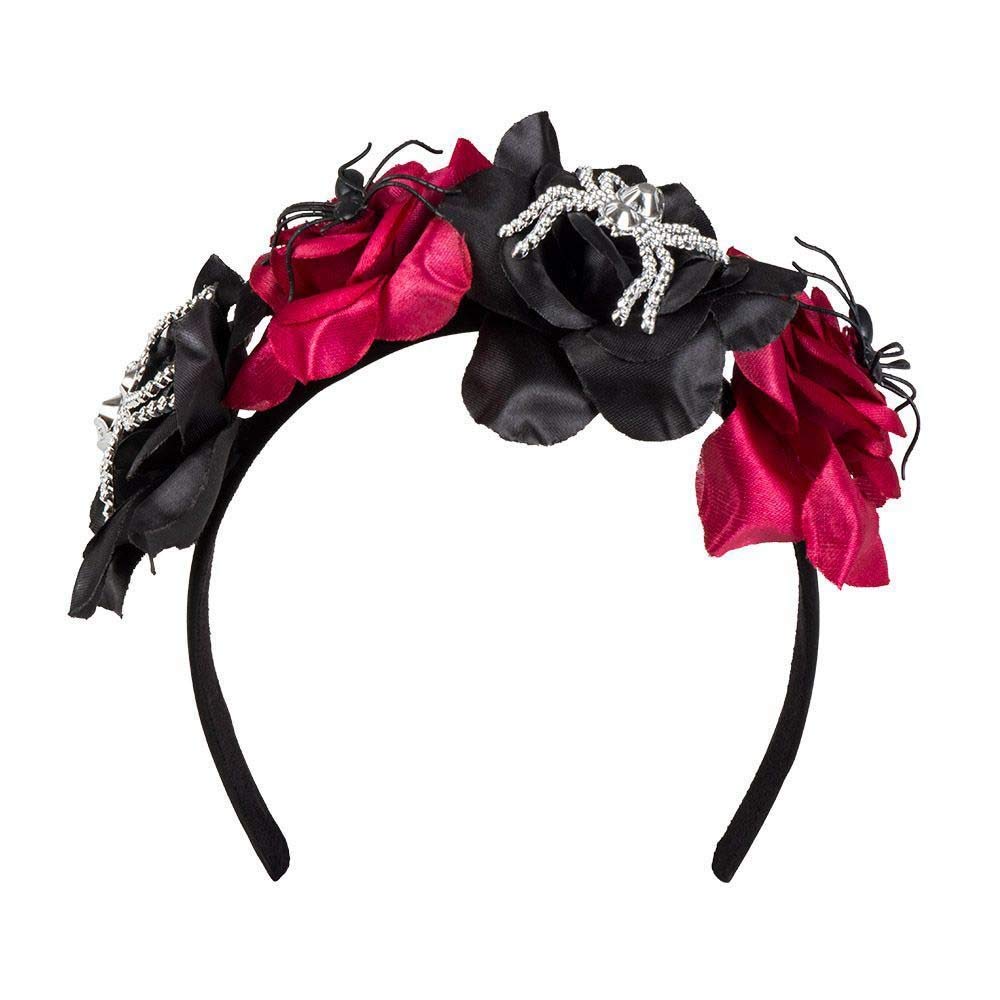 Boland 72141 - Flower Headband Dia de los Muertos with Flowers and Spiders, Tiara, Headpiece, Costume, Carnival, Theme Party