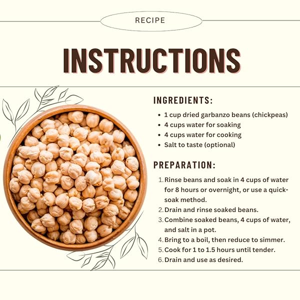 MOUNTAIN HIGH ORGANICS CERTIFIED ORGANIC DRIED GARBANZO BEANS, NON GMO, VEGAN, SPROUTABLE DRIED CHICKPEAS, PLANT BASED PROTEIN AND FIBER,1 LB (PACK OF 1)