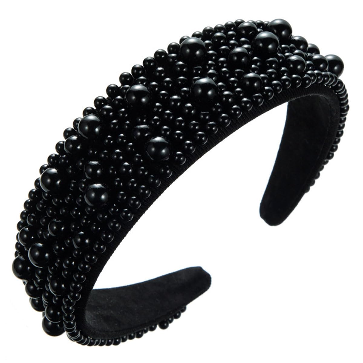scicent Black Hairbands Pearl Jeweled Embellished Head Band Wide Knotted Hairband for Women Girls 26005 — image 1