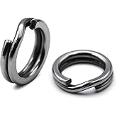Natufish Split Rings Heavy Duty 50Pcs for Saltwater Fishing | Fishing Split Rings Stainless Steel BlackFlattened Design Corrosion Resistant Secure Lure Connection Easy Rigging 0#-12#