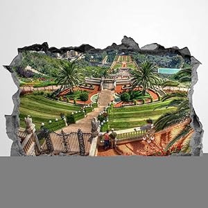 Hanging Gardens of Babylon Landmark Scenery 3D Wall Mural Smashed Wall Creative Removable Poster Wall at Vinyl Decals for Bedroom Living Room Playroom Nursery Office Shop