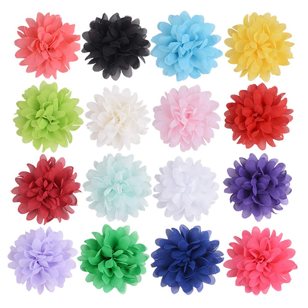 Chenkou Craft Pet Dog Collar Bows Charms Flowers Roses Accessories Attachment Decor for Cat Puppy Collars Grooming Large Bulk (16pcs Organza Flower 4")