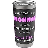 Nonnie Partner In Crime Funny Nonnie Mother's Day Stainless Steel Insulated Tumbler