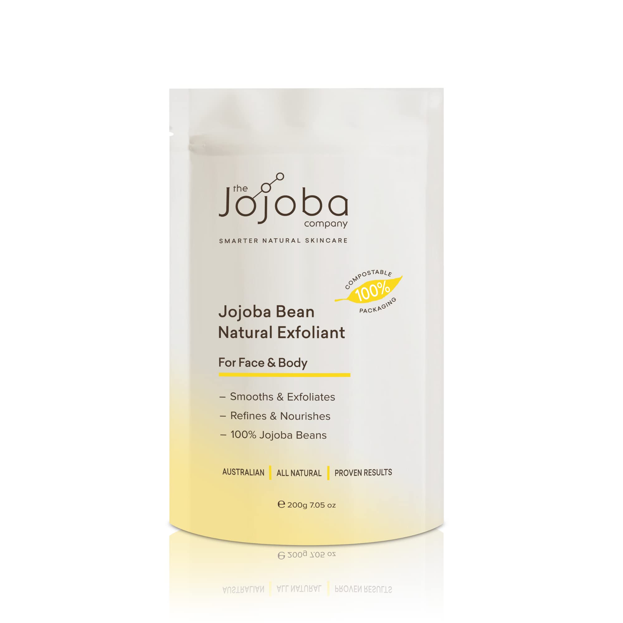 The Jojoba Company Jojoba Bean Natural Exfoliant, Natural Scrub for Face and Body, Gently Exfoliates and Smooths Skin, Leaves Skin Refined and Nourished 200g