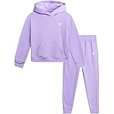 Reebok Girls Sweatsuit Set - 2 Piece Soft Long Sleeve Hoodie Sweatshirt and Sweatpants for Girls - Athletic Sweatsuit, Size 10, Lavender