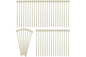 LOPURO Rock Candy Sticks with Ball, 100Pcs Wood Swizzle Sticks 6 Inch Wood Cake Sticks Drink Stirrer Sticks for Lollipop Coffee Appetizer Skewers Hard Rock Candy (100pcs Wooden Sticks)