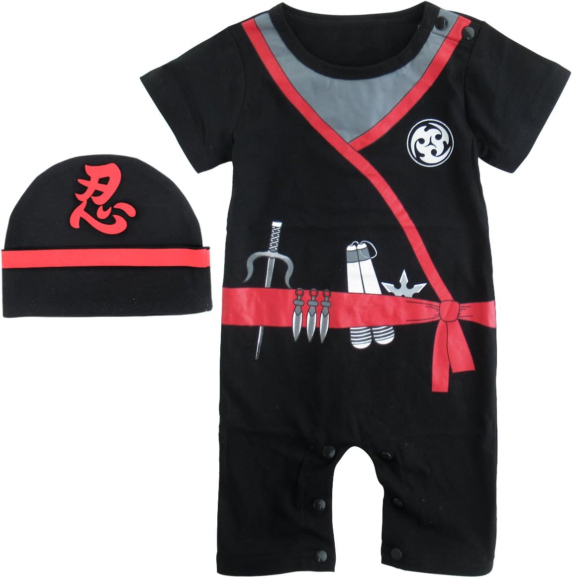 Baby Boys' Halloween Costume Ninja Romper with Hat