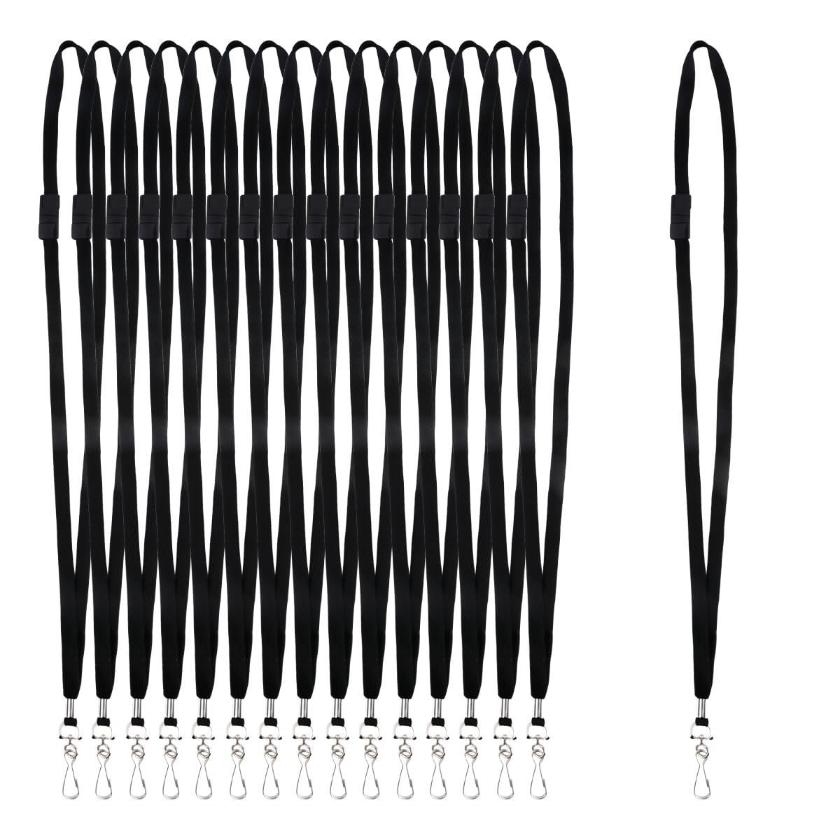 BATINO 25Pcs Black Breakaway Lanyard with J-Hook for ID Badges, Neck Lanyard Strap, Safety Black Personalised Lanyards