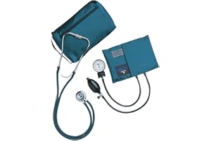 MABIS MatchMates Aneroid Sphygmomanometer and 31" Sprague Rappaport Stethoscope Combination Manual Blood Pressure Kit with Calibrated Nylon Cuff and Oversized Carrying Case, Adult Teal