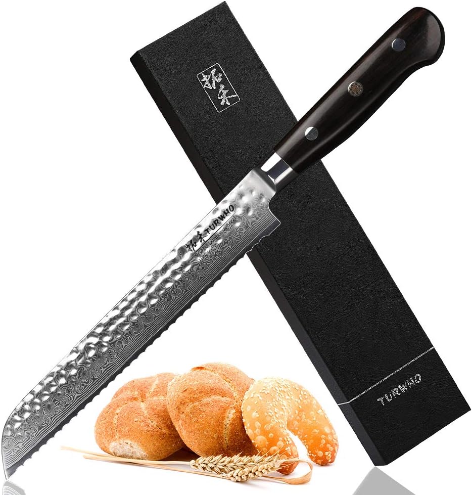 Serrated Bread Knife 8 Inch Japanese 67Layers Dumascus Steel Amazon