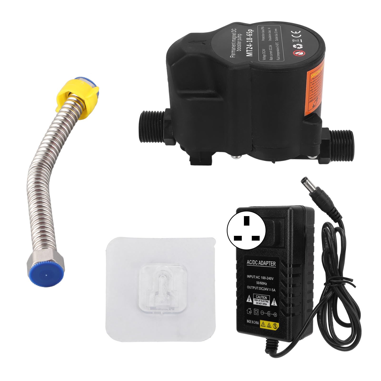 Spacnana Water Pressure Booster Pump, Automatic Induction Low Noise Shower Boosting Pump for Bathroom, DC24V (UK Plug)