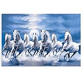 subdrant Wall Art horse pictures wall decor Seven Lucky Running Wild Horses horse wall poster 12 Canvas Poster Bedroom Decor Sports Landscape Office Room Decor Gift Unframe-style 16x24inch(40x60cm)