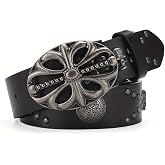 Men's Y2K Punk Rivet Belt Vintage Skeleton Skull Western Cowboy Hip Hop | Unisex Design,Wide Strap 1.5