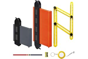 ERYTLLY 6 Pieces Contour Gauge Duplicator Contour Ruler Marking Tool with Lock Profile Gauge Duplicator and Multi Angle Ruler for Precise Measurement Wood Marking Contour Duplications Gauge 5 inch and 10 inch