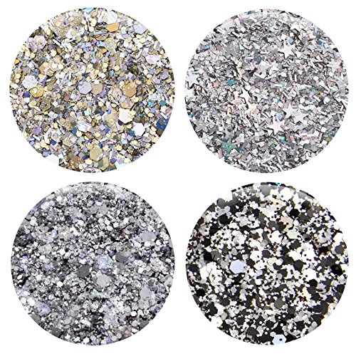 Polyester Mixed Glitter 12 Piece Kit - Includes Solvent Resistant Dust, Powder, Hexagon, Holographic, Glitters - Great for Nail Art Polish, Gels, Acrylics Supplies, Art and Crafts, - (1/2 Oz Jars)