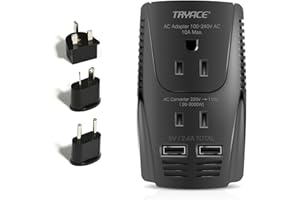 TryAce 2000W Travel Voltage Converter Step Down 220v to 110v Power Converter for Hair Dryer Straightener Curling Iron, 10A Power Adapter with 2 USB Charging EU/UK/AU/US Worldwide Plug for Phone