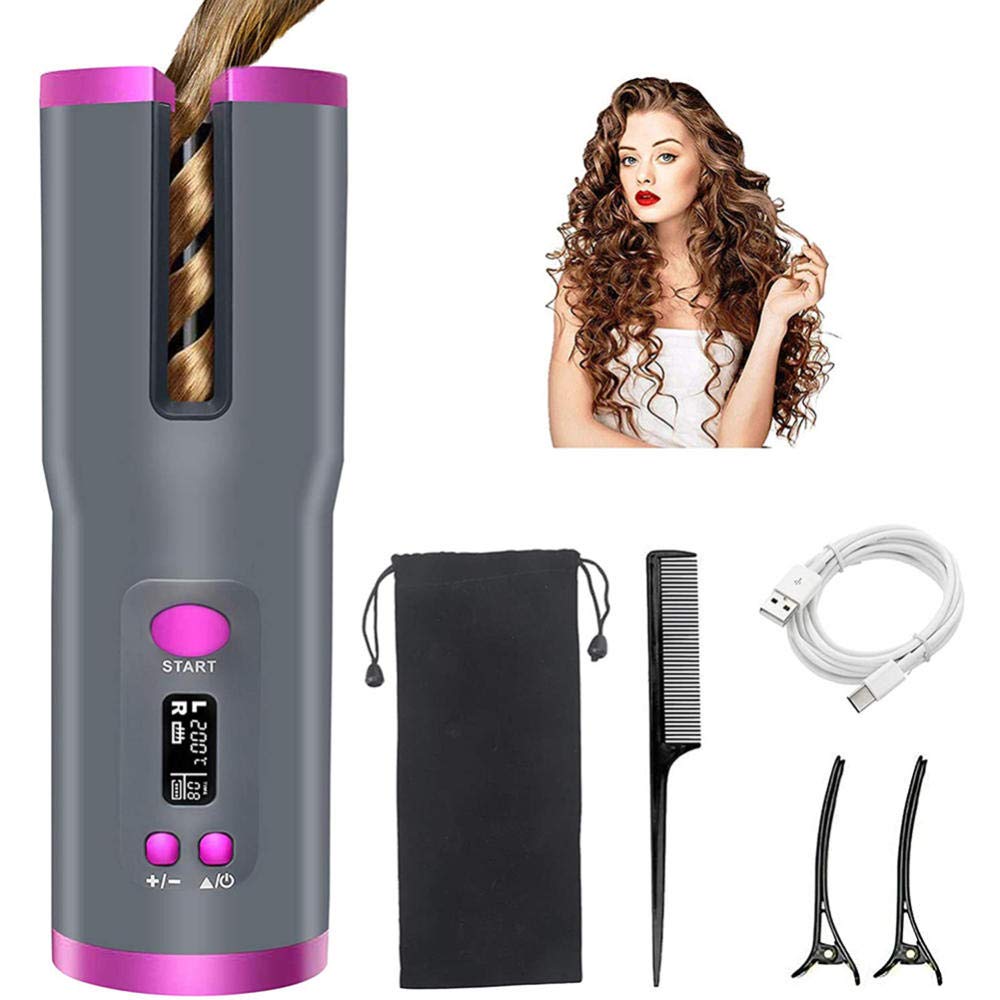 Auto Ceramic Wireless Curling Iron Hair Waver Tongs Beach Waves Iron