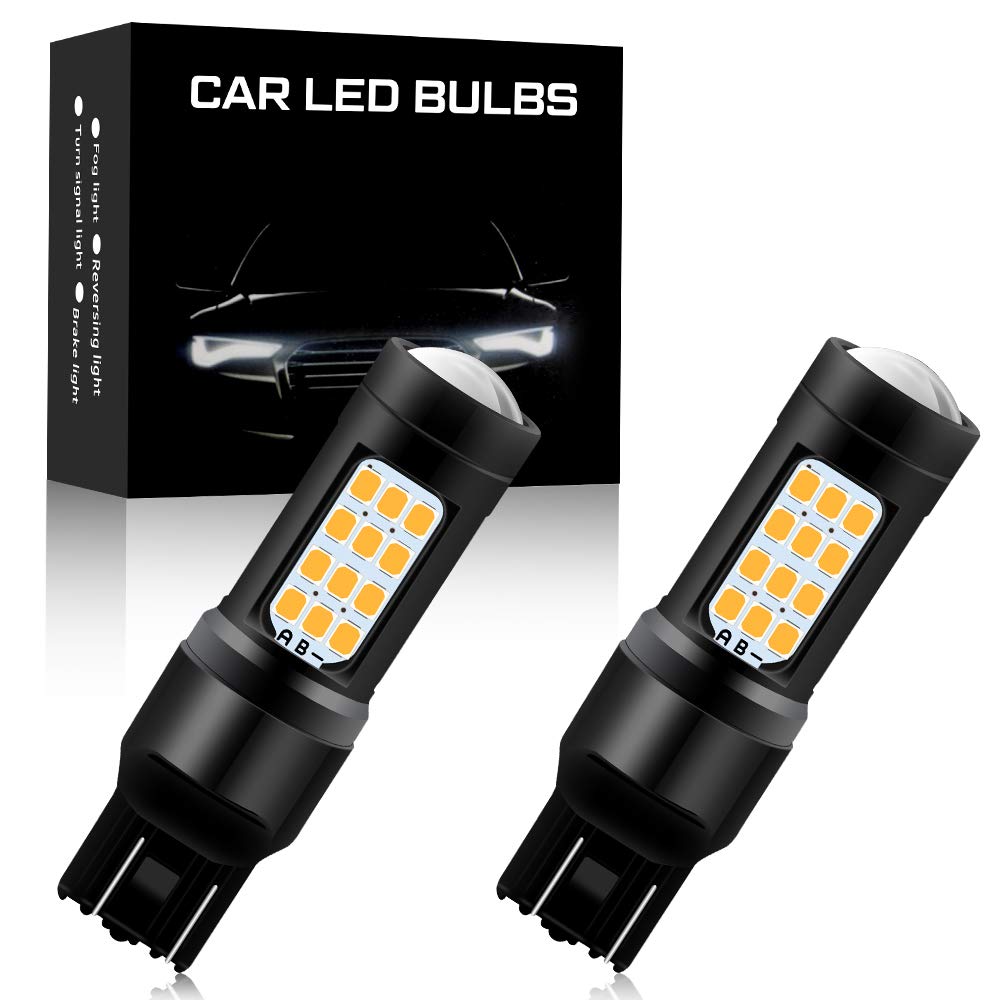 2pcs Amber 7443 LED Bulbs Super Bright 2835 42SMD Car LED Turn Signal Light Front and Rear Turn Signal Light 6000K Canbus