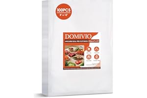 DOMIVIO Vacuum Sealer Bags, 100 Count Quart Size 8" x 12", Sac Sous Vide Alimentaire, Precut Food Sealer Bags, BPA Free, Heav