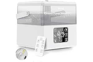 Terrug 6L Humidifiers for Bedroom Large Room, Warm & Cool Mist Humidifiers for Home, Quiet Air Humidifier & Essential Oil Diffusers With Remote Control, 360° Nozzle, Last up to 50H, 1-12H Timer(White)