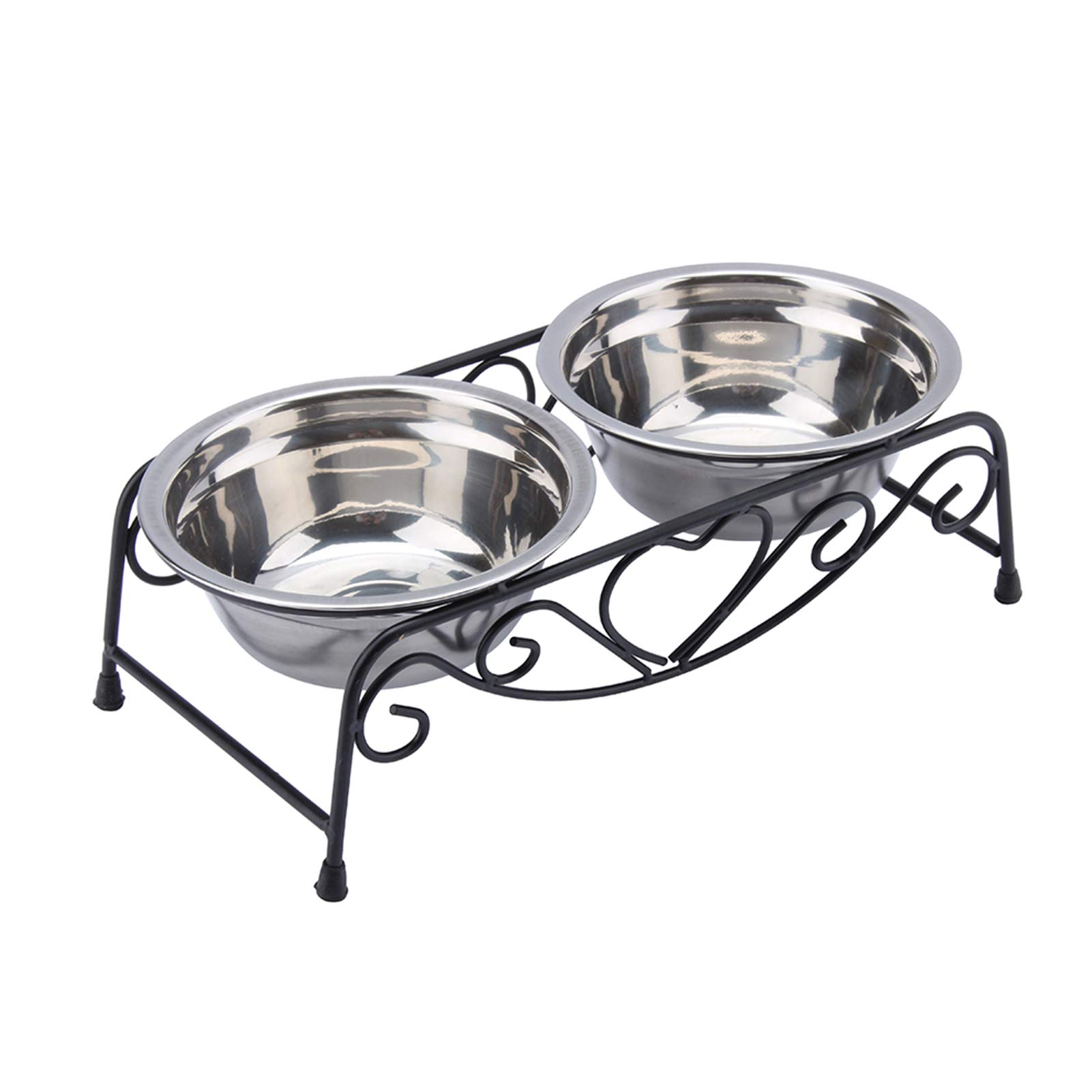 Dog Bowls,Akozon Stainless Steel Double Dog Cat Food Water Bowls Feeder Dishes Shelf Stand