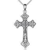 Vadmans Cross Necklace Sterling Silver Cross Pendant Religious Jewelry Gift for Women Men