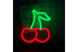 ENUOLI Cherry Neon Light Signs Battery/USB Powered Neon Signs for Bedroom Walls Night Lights for Children LED Neon Signs Ligh