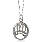 EnCharmed Sterling Silver Bear Claw Paw Print Cutout Charm Necklace, 18"